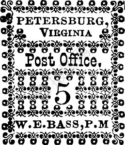 弗吉尼亚联邦五美分邮票 1861 复古它制作图案图片