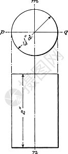 圆柱复古插图的投影绘画黑色雕刻圆圈飞机构造艺术绘图图形化白色图片