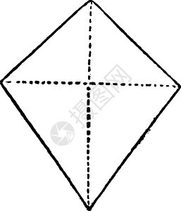 三角肌复古插画绘画艺术钻石风筝白色雕刻黑色几何学插图背景图片