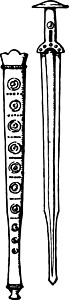 铜器时代剑和史卡巴的古董插图图片