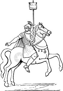 骑兵用维xillum老古董插图背景图片