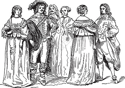 查尔斯一世时代的贵族 古典插图图片
