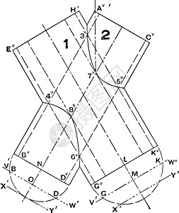 两个相互交叉的圆柱状体元月日的绘图辅助平面图片