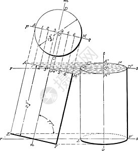 圆柱复古插图的投影白色绘画雕刻飞机艺术黑色图形化绘图圆圈构造图片