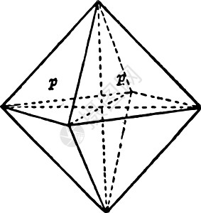 八面体复古插画金字塔多面体等距艺术插图双面绘画白色黑色雕刻图片