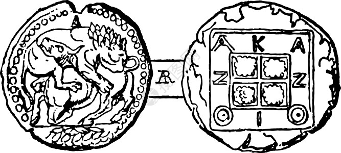 阿坎图斯的硬币 古董插图图片