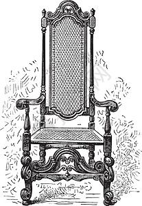 椅子复古它制作图案艺术贵格扶手椅白色黑色绘画插图雕刻图片