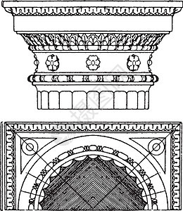 罗马-多立克资本论古董设计复古雕刻背景图片