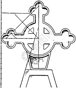 墓穴交叉古董插图图片