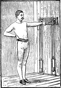 胸部重量复古插画手臂艺术绘画白色黑色机器插图雕刻背景图片