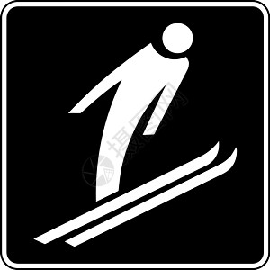 招牌跳台滑雪复古插画图片