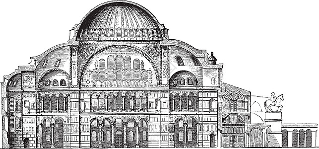 圣索菲亚半圆形复古雕刻的部分背景图片