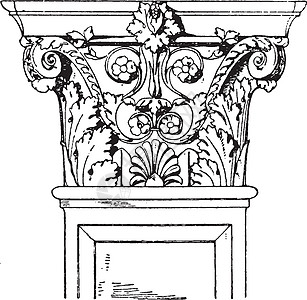 科林斯壁柱复古雕刻白色艺术赃物首都壁柱黑色长笛绘画插图展品图片