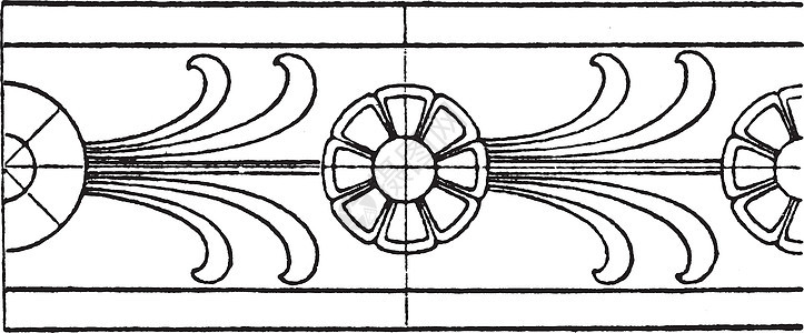 古董玫瑰花带有双线边框复古雕刻背景图片