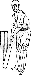 板球复古插画白色艺术插图蟋蟀雕刻黑色绘画背景图片