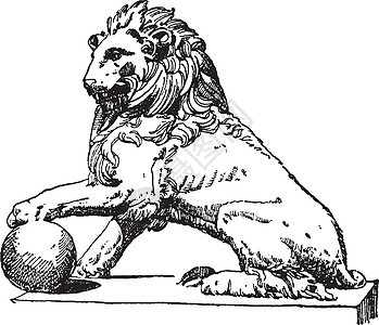 狮子雕像是在西班牙科特斯宫门前发现的图片