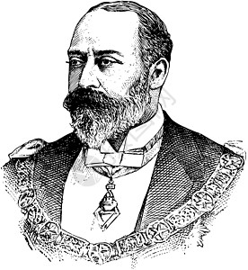 Edward VII 古代图解雕刻国王艺术王国皇帝黑色插图绘画白色图片