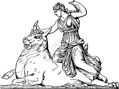 宙斯和欧罗巴古董插图图片