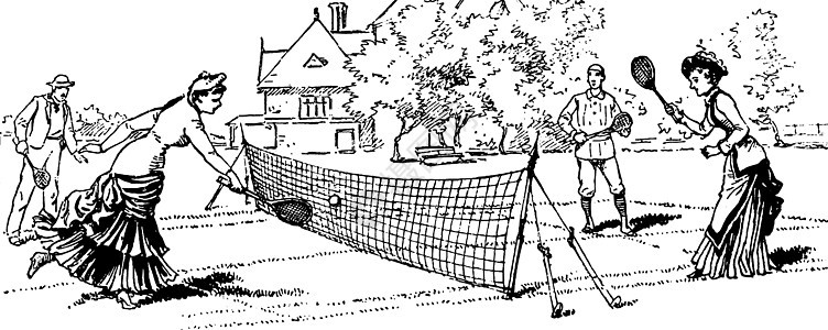 网球复古插画雕刻黑色游戏艺术绘画白色插图背景图片