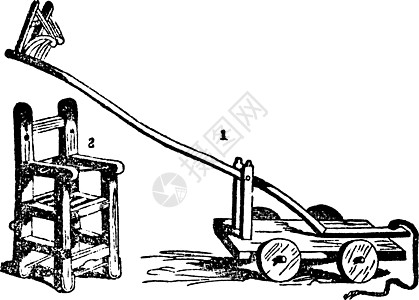鸭凳复古插画轮子木头椅子插图运输图片