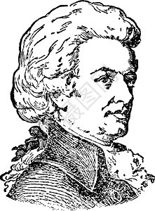 沃尔夫冈阿马迪乌斯莫扎特艺术黑色雕刻绘画作曲家插图白色背景图片