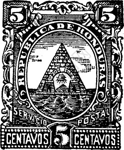 洪都拉斯 5 分邮票 1890 年复古插图图片