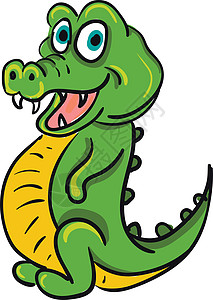 绿色快乐鳄鱼矢量彩色插图背景图片