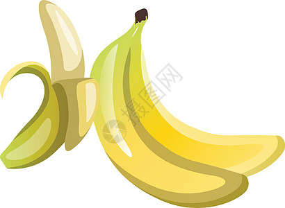 白色黄花果香蕉卡通漫画水果矢白插图图片