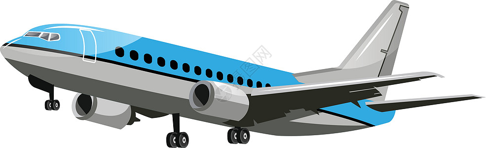蓝和灰色矢量说明飞机白色后春红图片