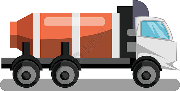 白混凝土白色卡车和橙色油罐车的矢量说明 o图片