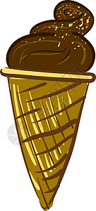 巧克力冰淇淋 配有糖粉 矢量或彩色病症图片