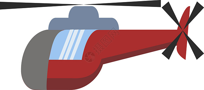 红色直升机 矢量或彩色示意图图片