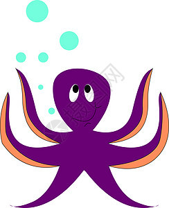 紫外章鱼 矢量或颜色插图图片