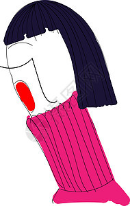 粉色毛衣 矢量或颜色插图中的女孩图片
