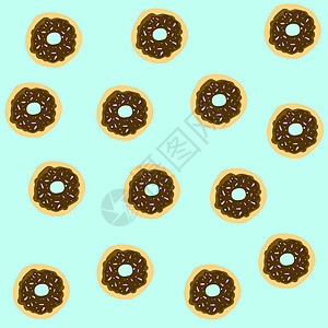 巧克力甜甜圈背景 矢量或颜色插图图片