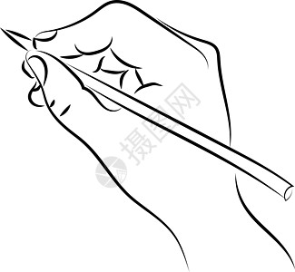 手握铅笔 插图 向量 在白色背景图片