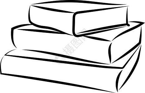 白色背景上的一摞书插画矢量教育学校黑色大学百科字典全书卡通片文学插图图片