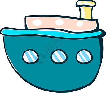 大蓝船 插图 白色背景的矢量图片