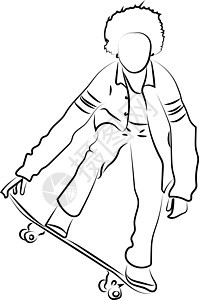 男孩滑冰 插图 白背景的矢量图片