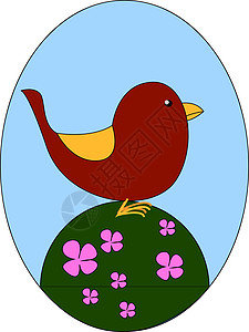 在鲜花 插图和白色背状的矢量中 用小菜红鸟图片
