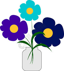 白色 bac 上的中的蓝色花朵图片