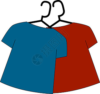 白色背景上的蓝色和红色衬衫插画矢量图片