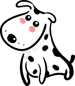 白色背景上的可爱小狗插画矢量微笑卡通片犬类插图黑色尾巴艺术宠物哺乳动物动物图片