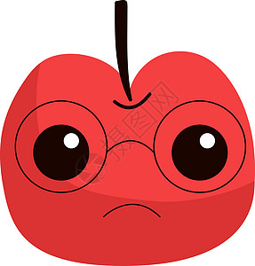 Sad 红苹果 插图 白背景矢量图片