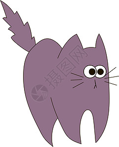 紫色猫 插图 白底矢量图片