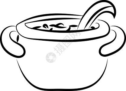 锅与汤在白色背景上图片