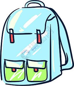 白色背景上的蓝色学校背包插画矢量背景图片