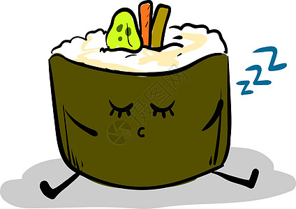 白背景的睡眠寿司卷 插图 矢量图片
