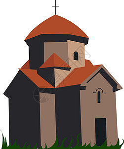 亚美尼亚教堂 插图 白色背景的矢量图片