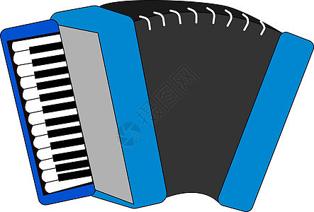 蓝色手风琴 插图 白色背景的矢量背景图片